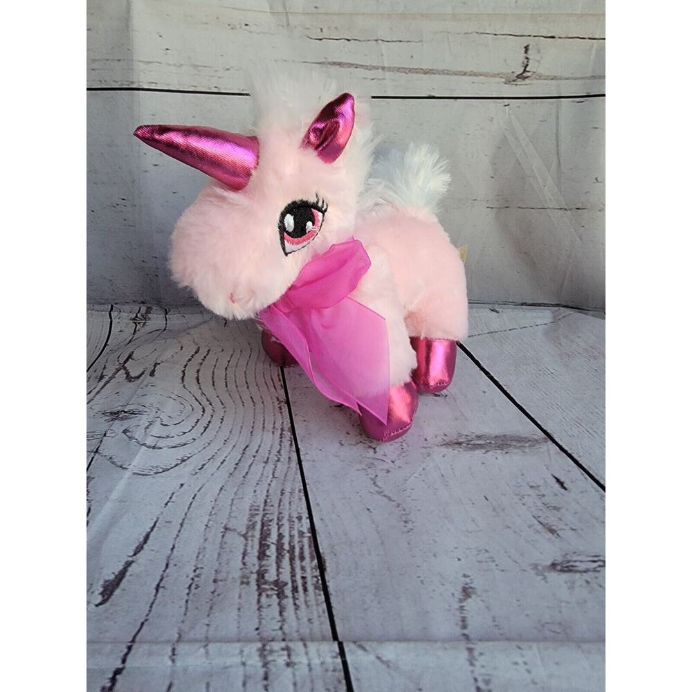 Plush Unicorn Stuffed Animal Pink with White Mane and Tail 7 Inches Tall New